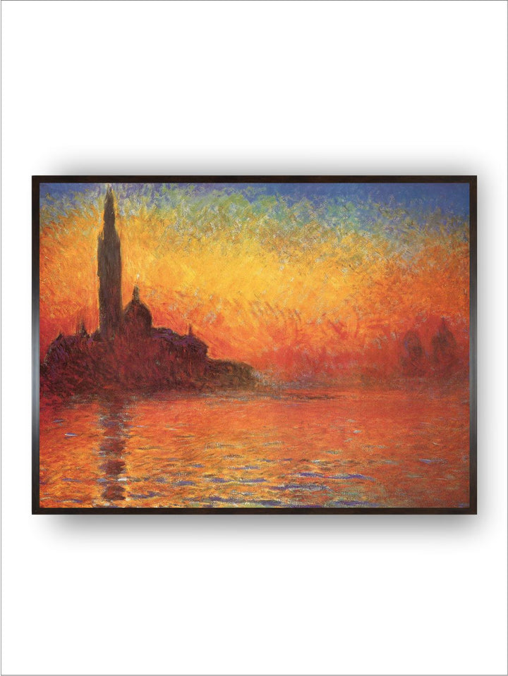 "Yellow  Orange Venice By Twilight Canvas Painting Wall Art''