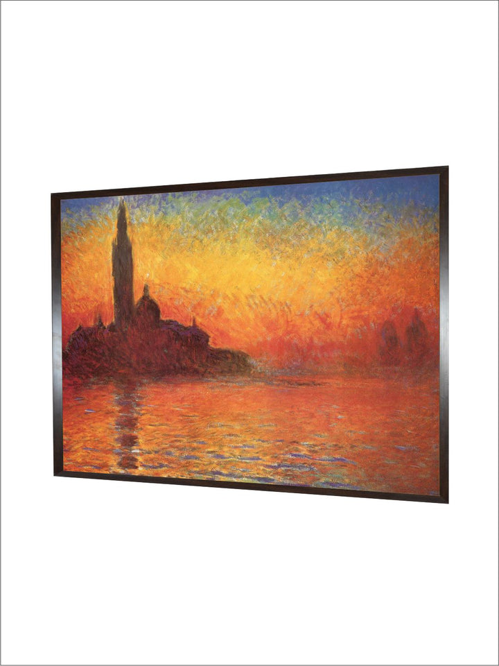 "Yellow  Orange Venice By Twilight Canvas Painting Wall Art''
