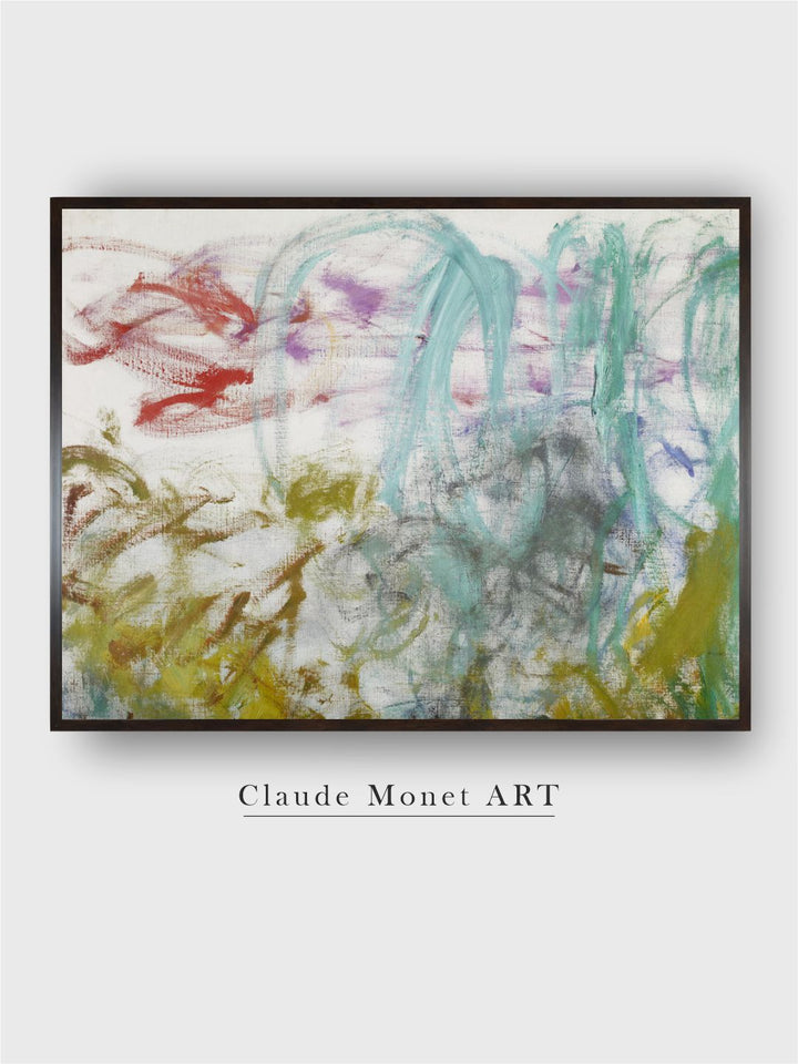 "Green  Blue Waterlily Painted Wall Art''