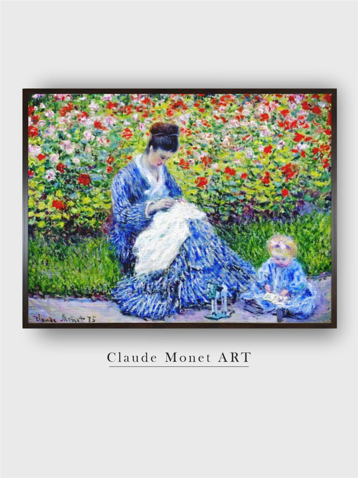 "Blue   Green Garden Canvas Painting Wall Art''