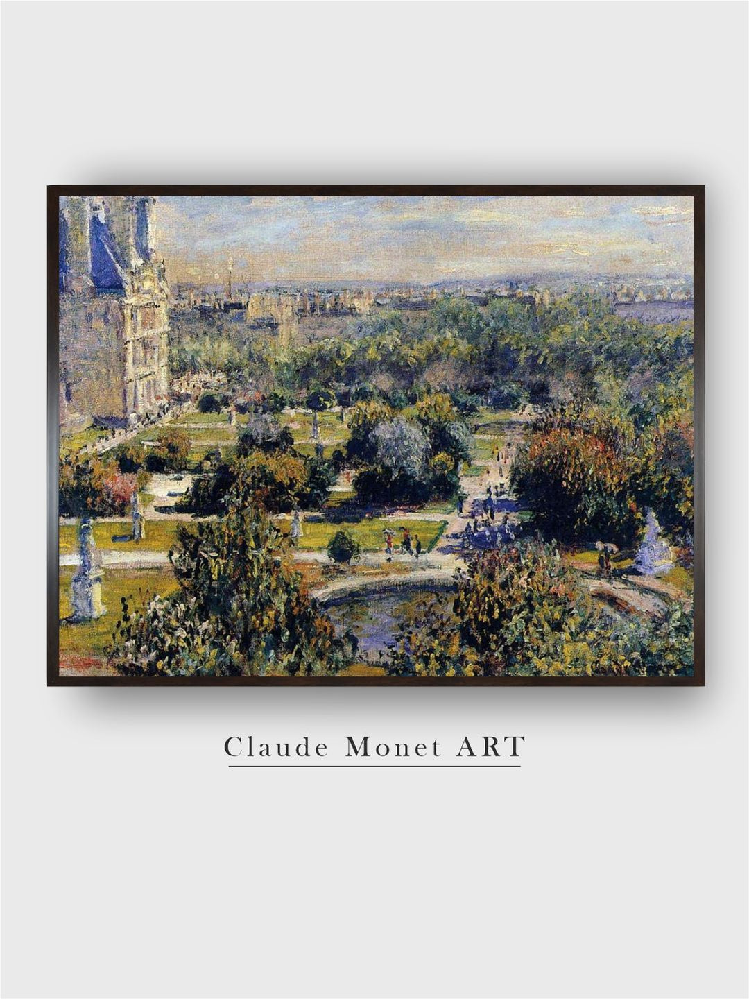 "Blue  Green View Of The Tuileries Wooden Frame Painting Wall Art''