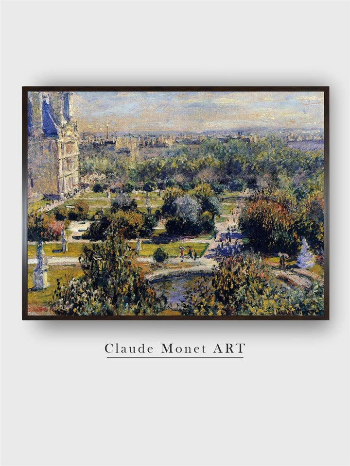 "Blue  Green View Of The Tuileries Wooden Frame Painting Wall Art''