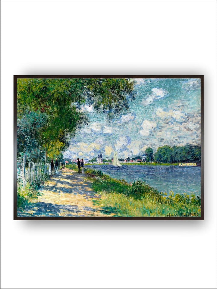 "Green  Blue The Seine At Argenteuil Painted Wooden Framed Canvas Wall Art''