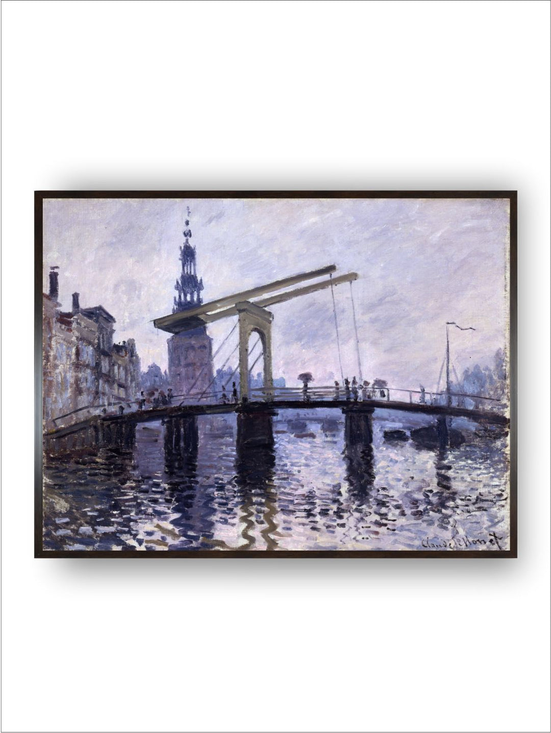 "Blue  Beige Printed Wooden Painting Wall Art''