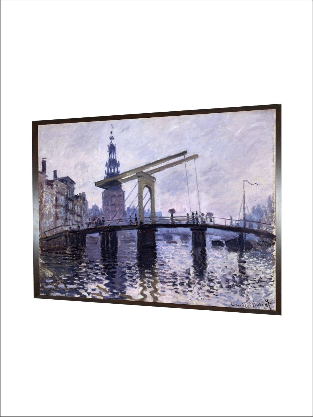 "Blue  Beige Printed Wooden Painting Wall Art''