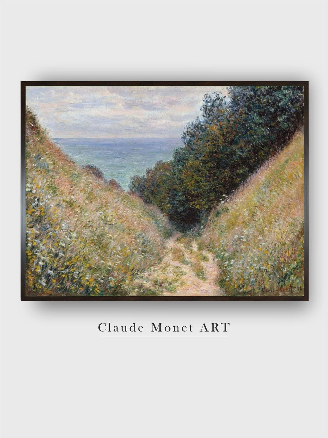 "Green  Cream Road At La Cave, Pourville Wooden Painting Wall Art''
