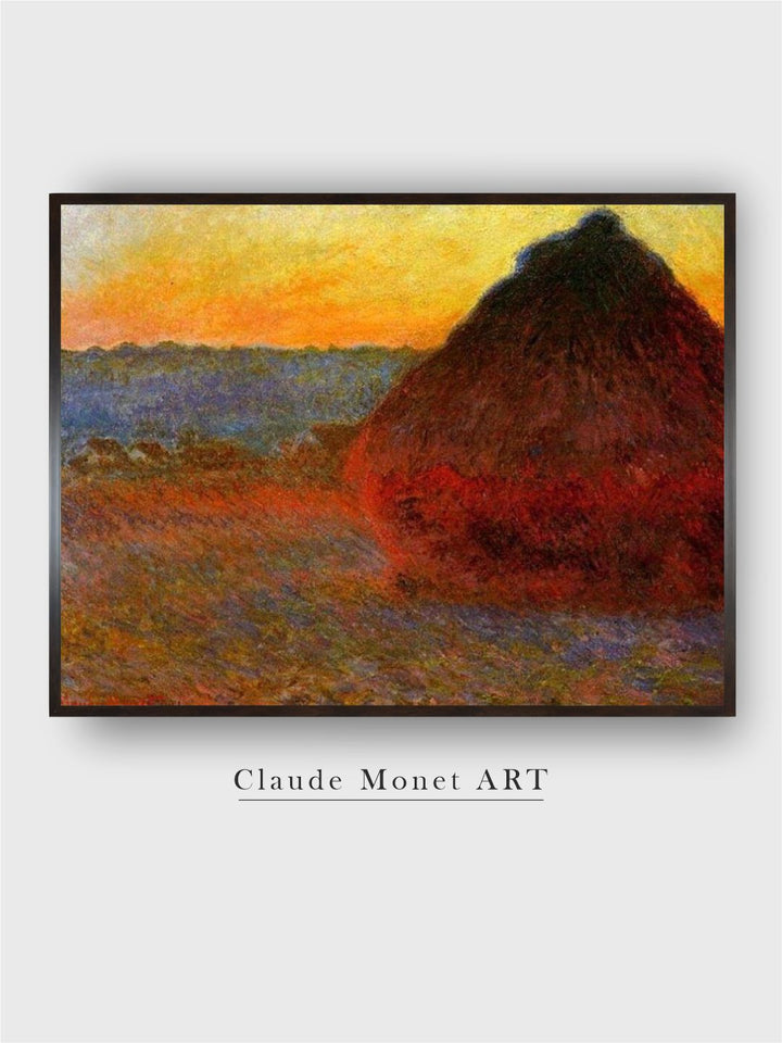 "Red  Yellow Haystacks Framed Painting Wall Art''