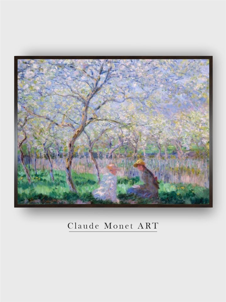 "Green  Purple Springtime Canvas Painting  Wall Art''