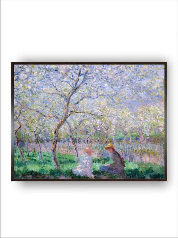 "Green  Purple Springtime Canvas Painting  Wall Art''