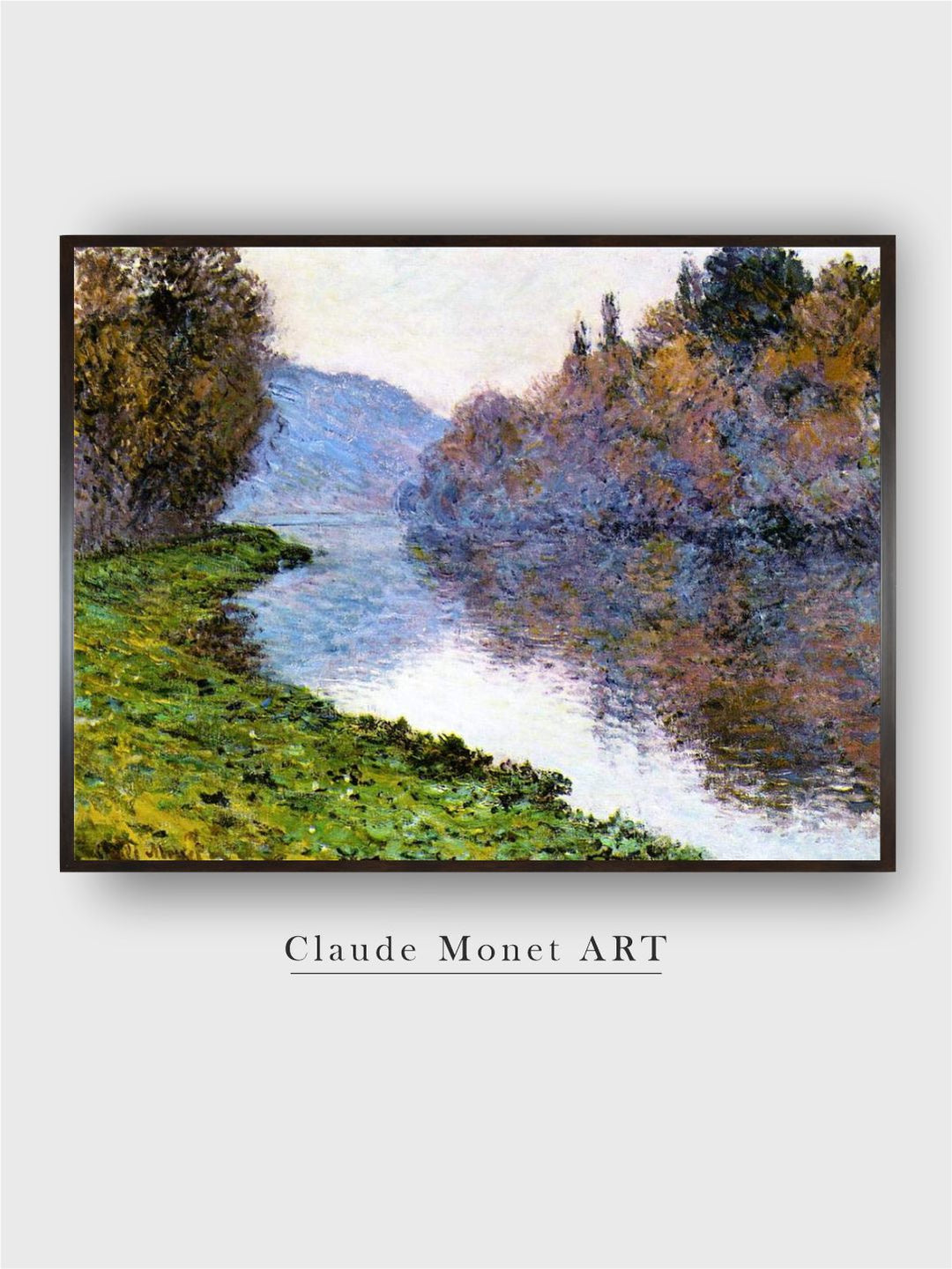 "Green  Blue The Seine at Jenfosse Wooden Frame Painting Wall Art''