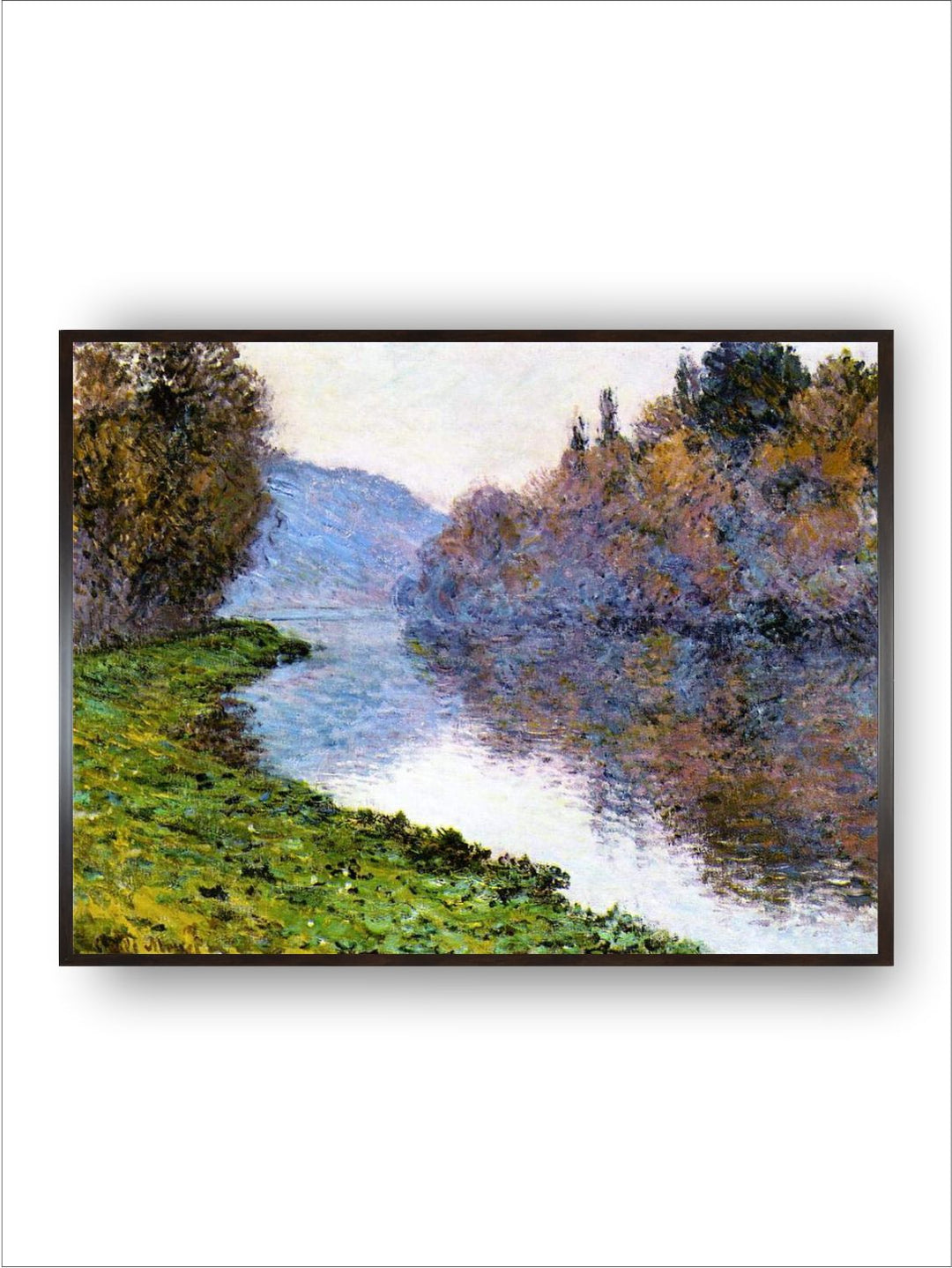 "Green  Blue The Seine at Jenfosse Wooden Frame Painting Wall Art''