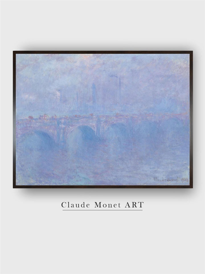 "Blue  Purple Waterloo Bridge Wooden Painting Wall Art''