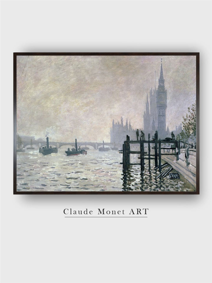 "Beige  Grey Waterloo Bridge  Canvas Wall Painting''