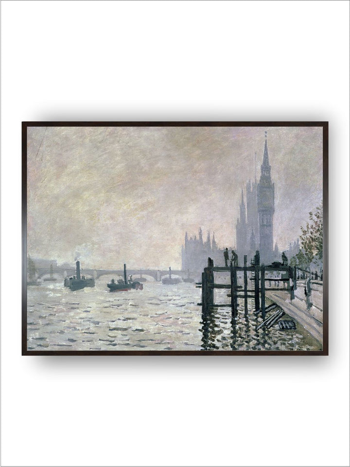 "Beige  Grey Waterloo Bridge  Canvas Wall Painting''