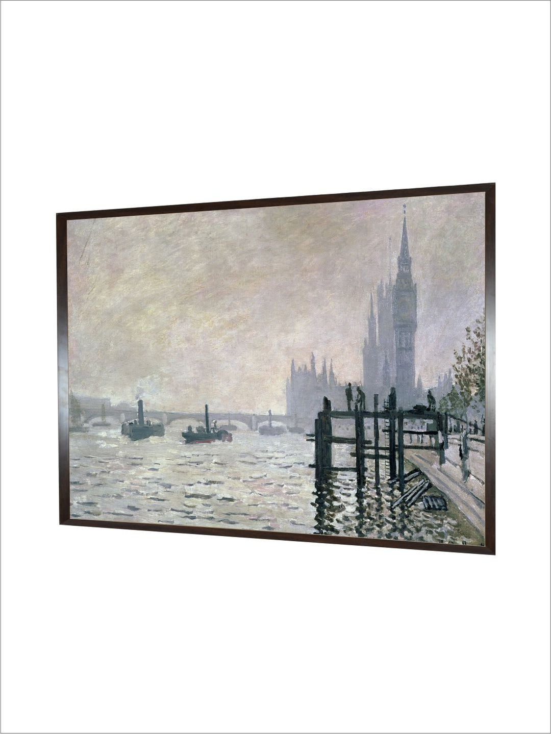 "Beige  Grey Waterloo Bridge  Canvas Wall Painting''
