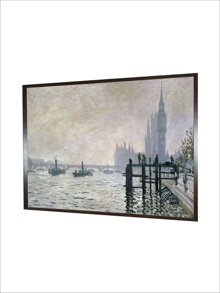 "Beige  Grey Waterloo Bridge  Canvas Wall Painting''