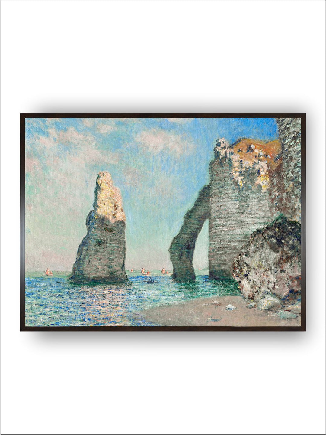 "Blue  Grey Wooden The Cliffs at Etretat Painting Wall Art''
