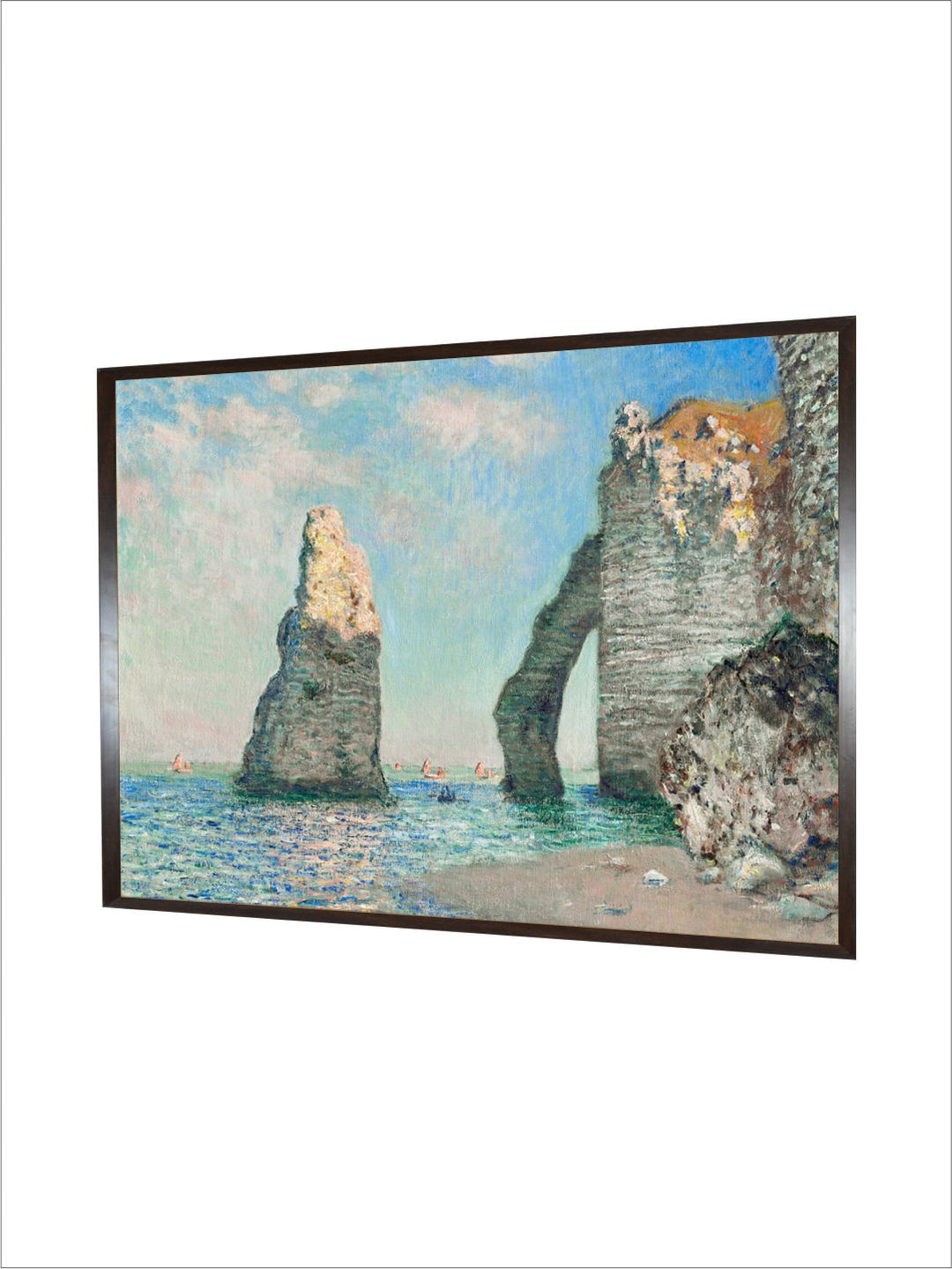 "Blue  Grey Wooden The Cliffs at Etretat Painting Wall Art''
