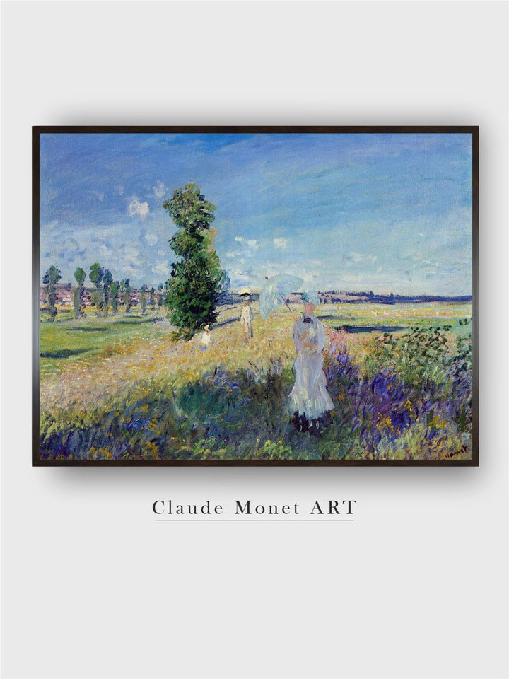"Green  Blue The Walk Painted Wooden Framed Canvas Wall Art''