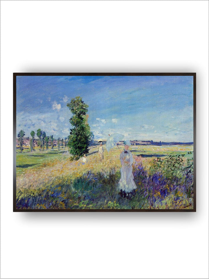 "Green  Blue The Walk Painted Wooden Framed Canvas Wall Art''