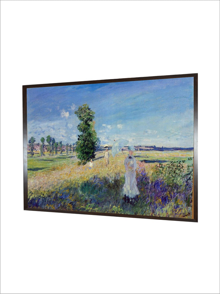"Green  Blue The Walk Painted Wooden Framed Canvas Wall Art''