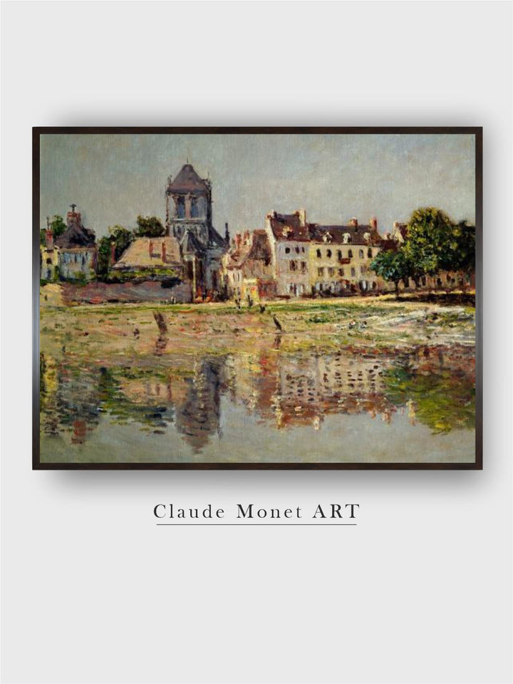 "Coffee Brown By The River At Vernon Wooden Framed Painted Canvas Wall Art''