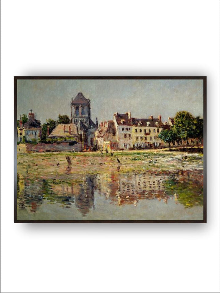 "Coffee Brown By The River At Vernon Wooden Framed Painted Canvas Wall Art''