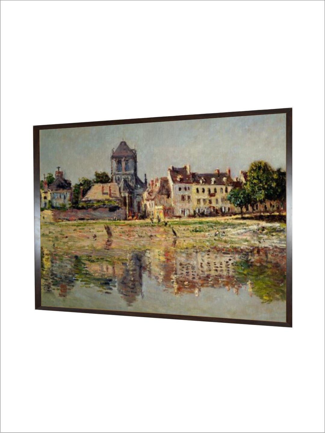 "Coffee Brown By The River At Vernon Wooden Framed Painted Canvas Wall Art''