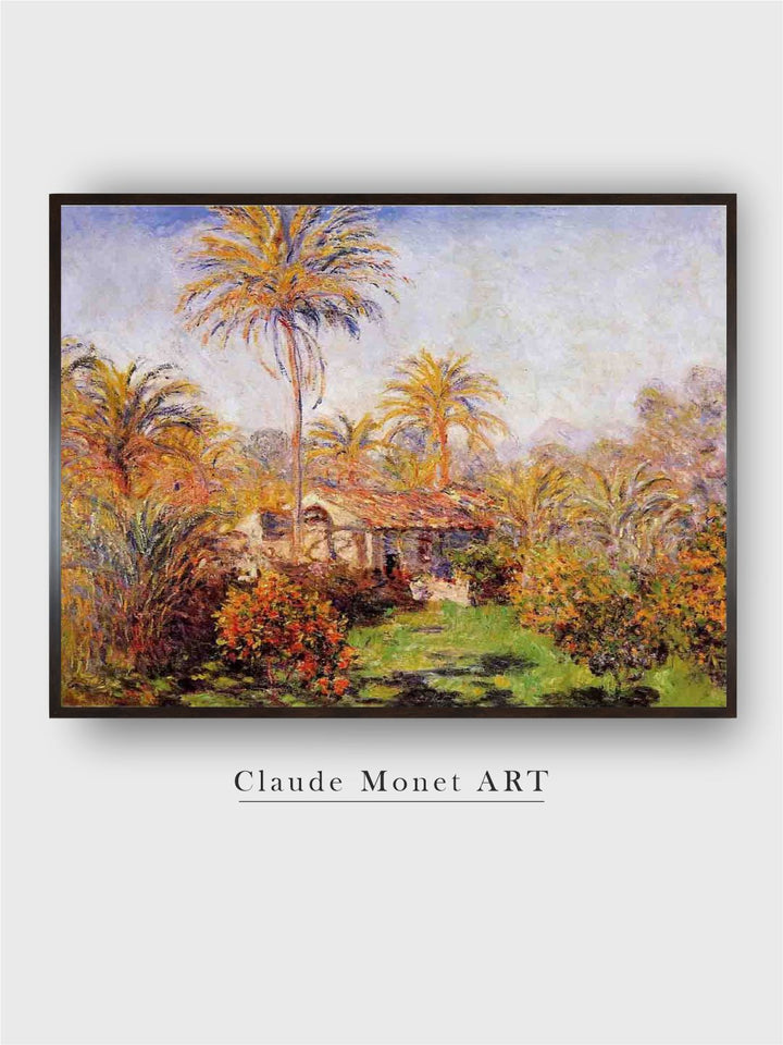 "Beige  Green House Among The Palms Wall Art''