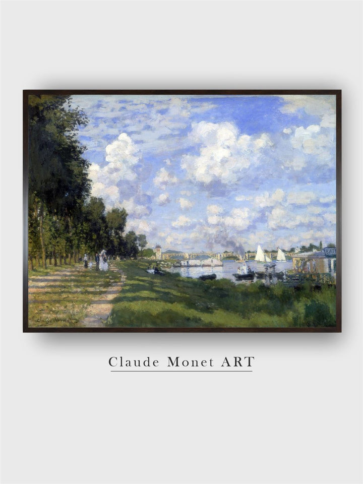 "Blue  White The Marina At Argenteuil Wooden Frame Painting  Wall Art''