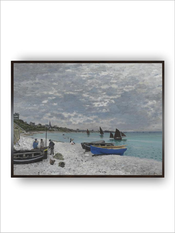 "Grey  Blue The Beach at Sainte-Adresse Painting Wall Art''