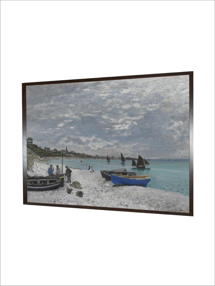 "Grey  Blue The Beach at Sainte-Adresse Painting Wall Art''