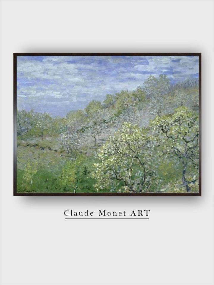 "Green  Blue Floral and Botanical Canvas Arbes En Fleurs Painting Wall Art''
