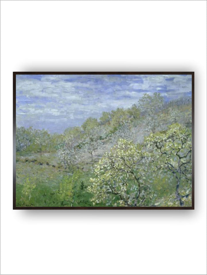 "Green  Blue Floral and Botanical Canvas Arbes En Fleurs Painting Wall Art''