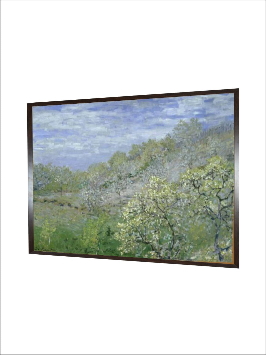 "Green  Blue Floral and Botanical Canvas Arbes En Fleurs Painting Wall Art''