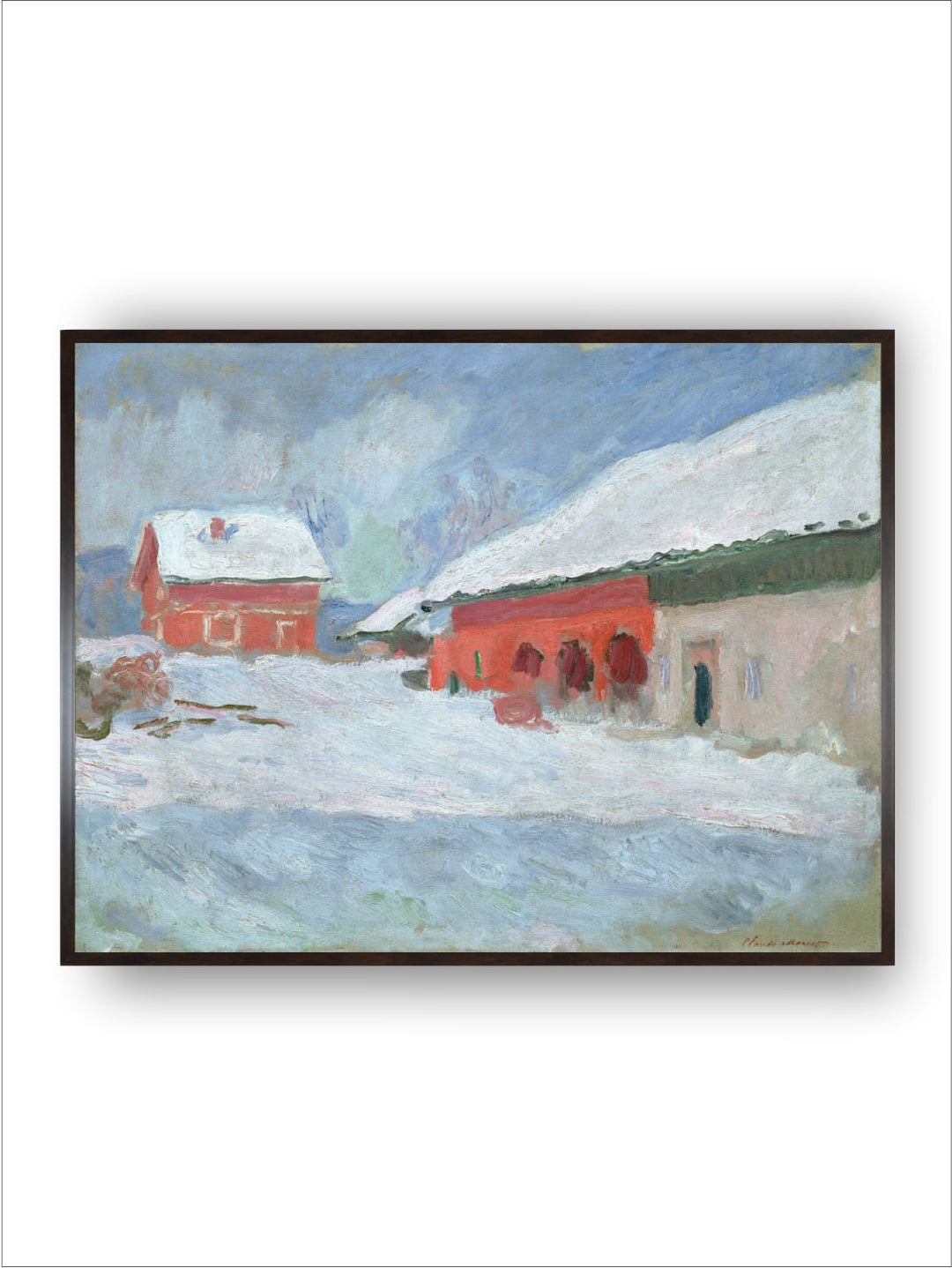 "Brown  Black Red Houses at Bjoernegaard, Norway Painting Framed Wall Art''