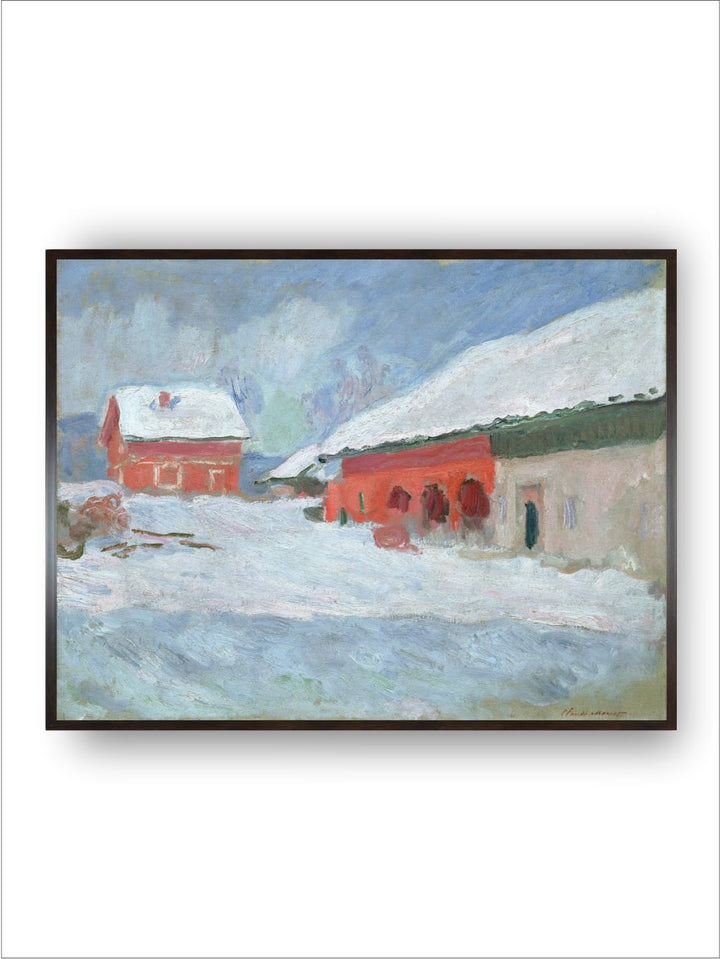 "Brown  Black Red Houses at Bjoernegaard, Norway Painting Framed Wall Art''