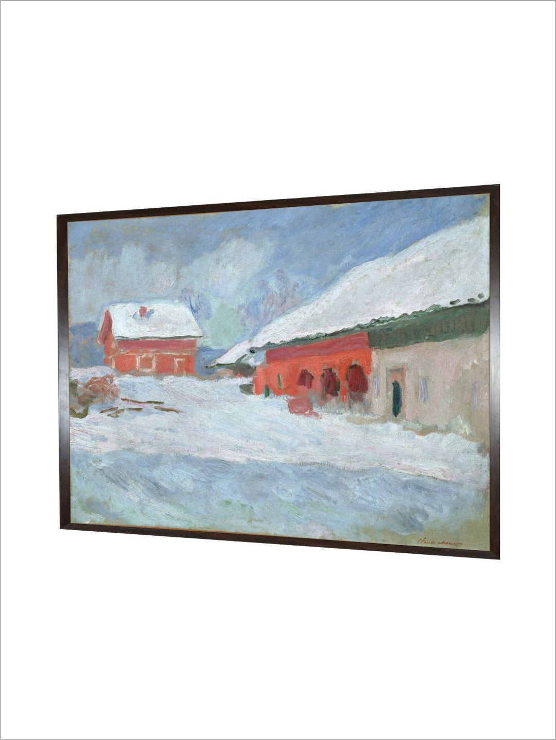 "Brown  Black Red Houses at Bjoernegaard, Norway Painting Framed Wall Art''