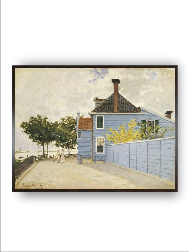 "Beige  Black The Blue House Framed Painting Wall Art''