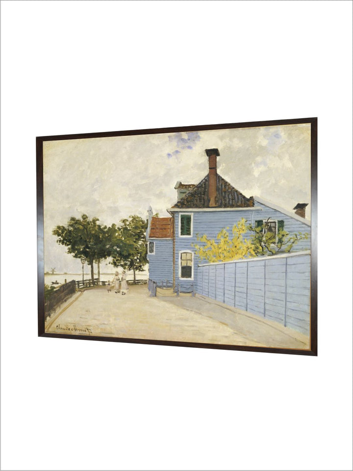 "Beige  Black The Blue House Framed Painting Wall Art''