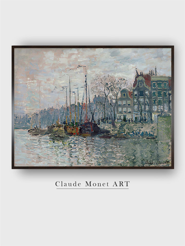 "Grey Canal A Amsterdam Canvas Painting Wall Art''