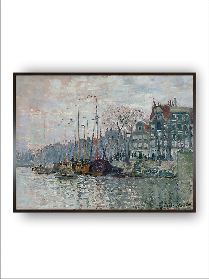 "Grey Canal A Amsterdam Canvas Painting Wall Art''