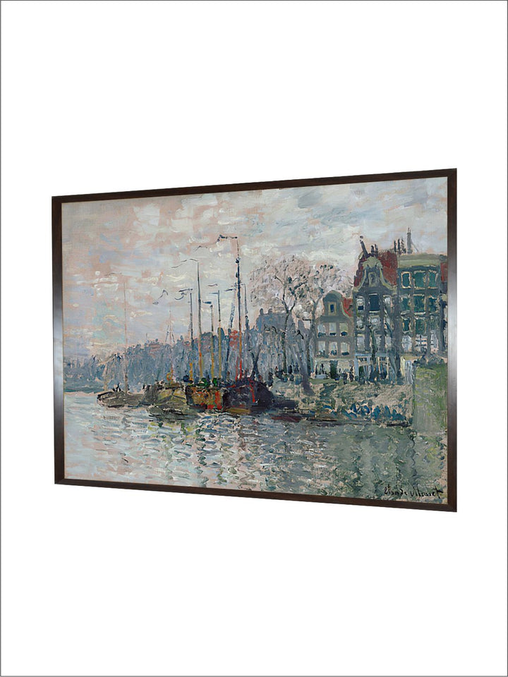 "Grey Canal A Amsterdam Canvas Painting Wall Art''