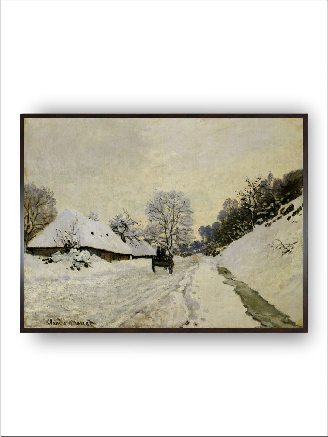 "Cream-Coloured  Grey  A Cart On The Snowy Road At Honfleur''
