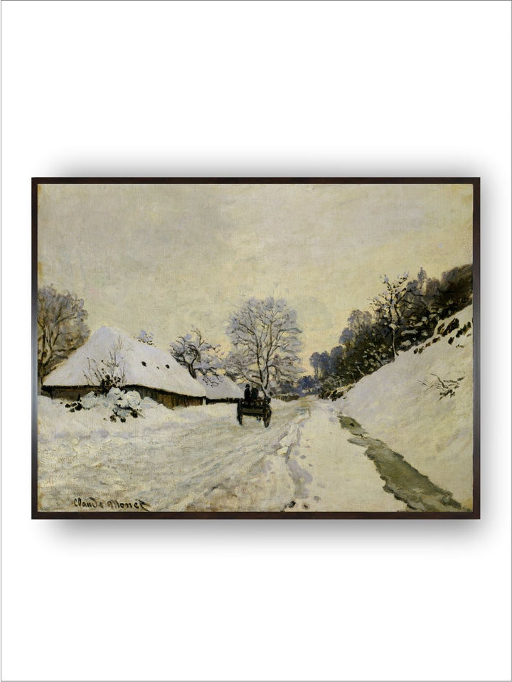 "Cream-Coloured  Grey  A Cart On The Snowy Road At Honfleur''