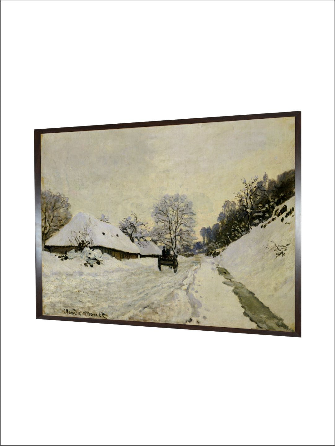 "Cream-Coloured  Grey  A Cart On The Snowy Road At Honfleur''