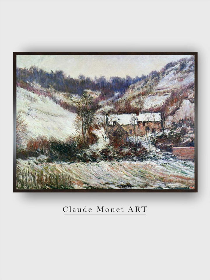 "White  Blue Snow Near Falaise Painted Framed Wall Art''