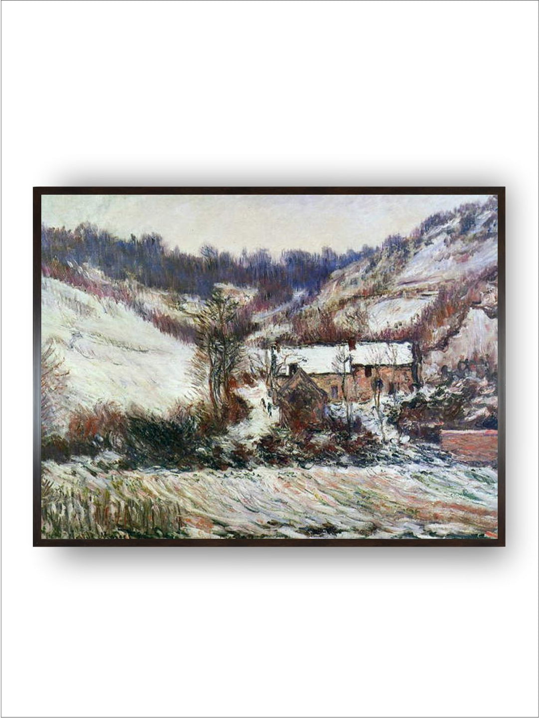 "White  Blue Snow Near Falaise Painted Framed Wall Art''