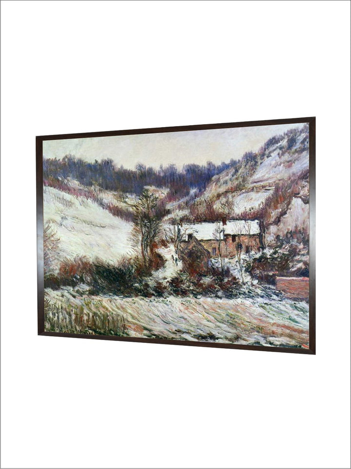 "White  Blue Snow Near Falaise Painted Framed Wall Art''