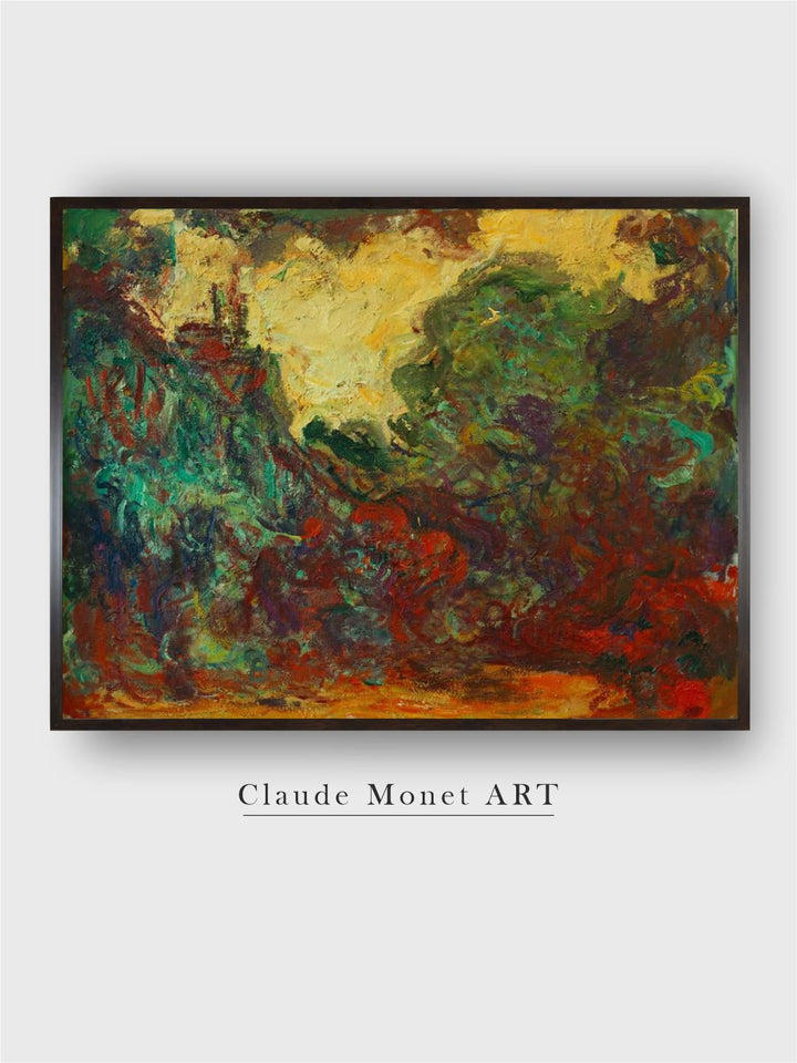 "Green  Yellow Rose Garden Painting Framed Wall Art''